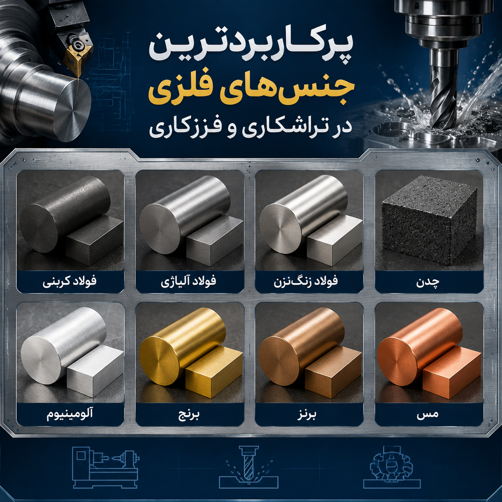 کاربرد پرکاربردترین جنس‌های فلزی در تراشکاری و فرزکاری